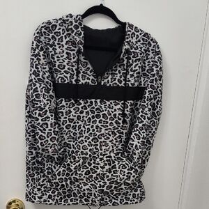 Chic Animal Print Hoodie with Black Details